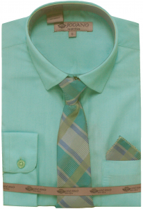 BOYS DRESSY SHIRTS (LONG SLEEVE) AQUA BLUE/AQUA BLUE